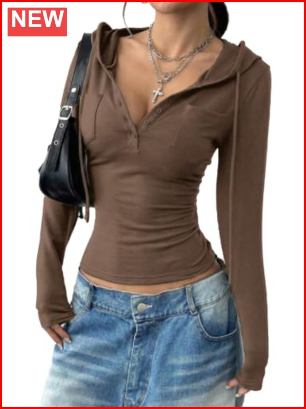 Cropped Hoodie Long Sleeve Y2K Slim Fit Top